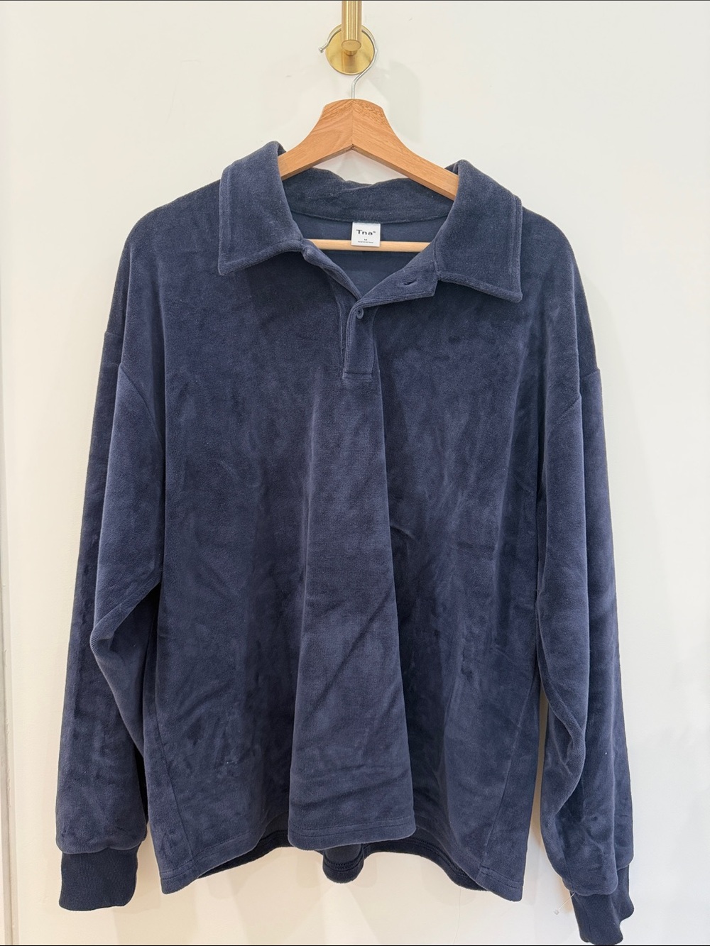 Aritzia Plush Quarter-Snap Pullover Sweater - Navy Blue